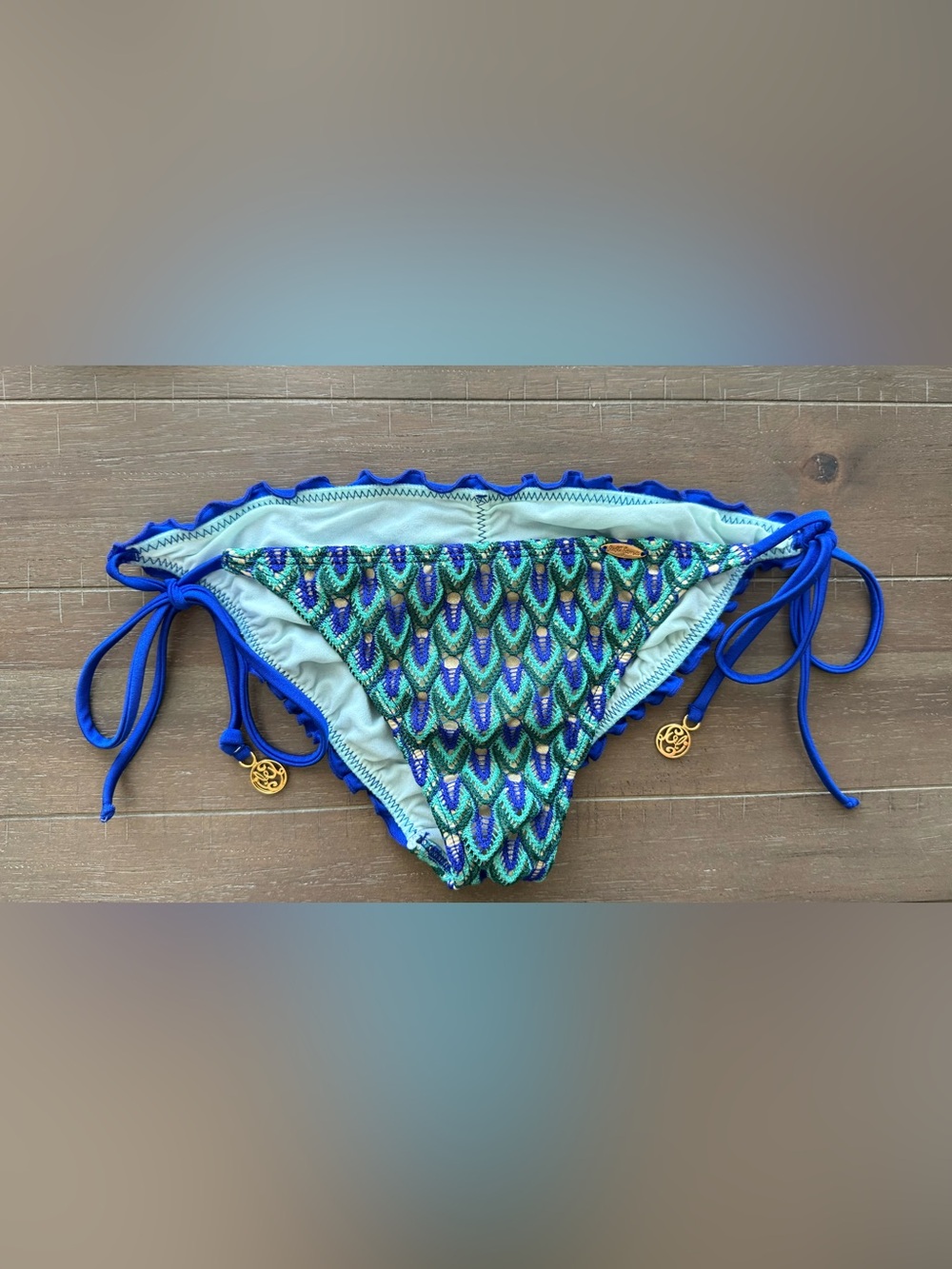 Luli Fama Teal, Royal Blue & Green Crochet Bikini Bottoms